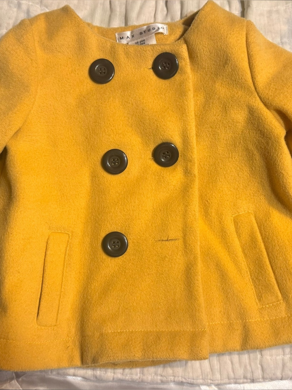Max Studio Kids Yellow Double-Breasted Pea Coat